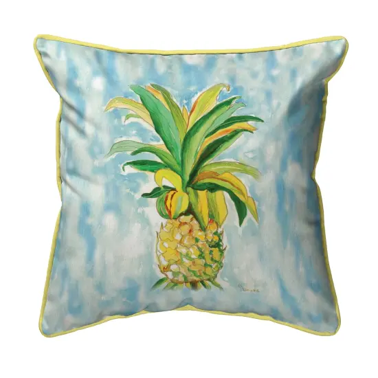 Betsy Drake Pineapple Large Indoor/Outdoor Pillow 18x18 Multicolor {1}