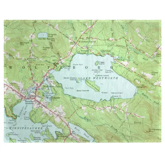 Betsy Drake Lake Wentworth, NH Nautical Map Place Mat Set of 4 {1}