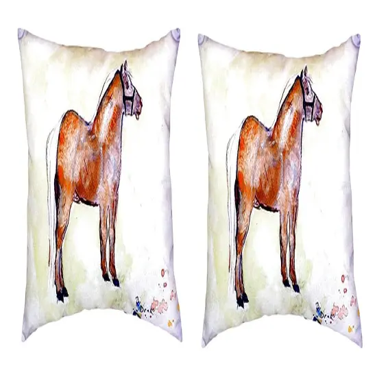 Pair of Betsy Drake Shetland Pony No Cord Pillows 16 Inch X 20 Inch {1}