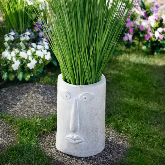 Northlight Large Abstract Face Ceramic Outdoor Garden Planter - 12.25" White {1}