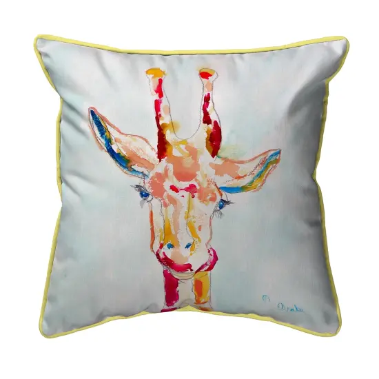 Betsy Drake Giraffe Extra Large 22 X 22 Indoor / Outdoor Pillow {1}