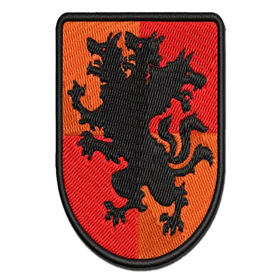 Heraldic Cerberus Three Headed Dog Multi-Color Embroidered Iron-On or Hook & Loop Patch Applique {1}