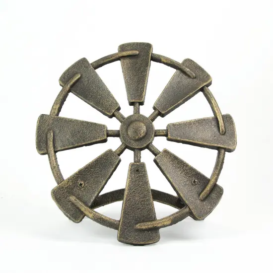 Cast Iron Farmhouse Windmill Wall Mounted Garden Hose Holder Bronze Finish {6}