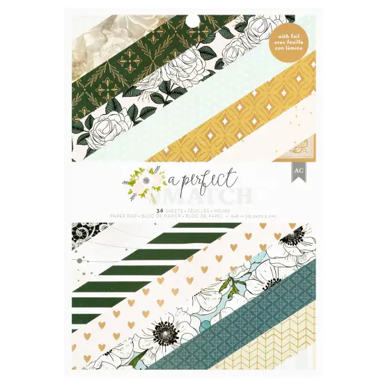 Amerian Crafts Double-Sided Paper Pad 6"X8" 36/Pkg-Gold Foil, A Perfect Match {1}