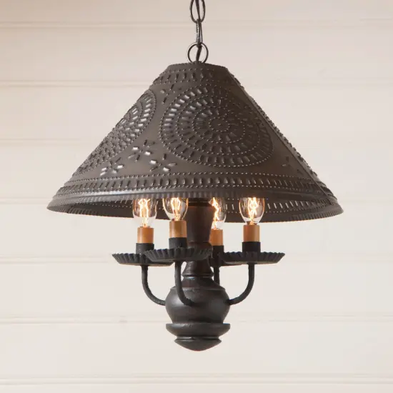 Wooden Homespun Shade Light Pendant in Black {3}