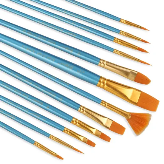 12Pcs Professional Artist Nylon Paint Brushes Set for Oil Watercolor Art Model {1}