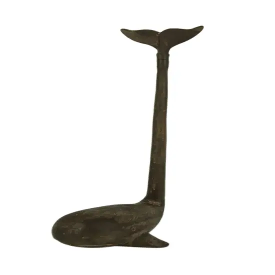 Rustic Brown Cast Iron Long Tail Whale Paper Towel Holder {1}