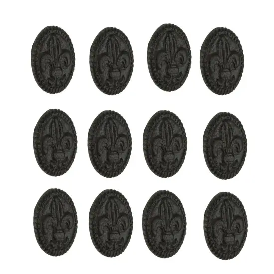Brown Cast Iron Fleur De Lis Round Cabinet Knobs or Drawer Pulls Set of 12 {1}