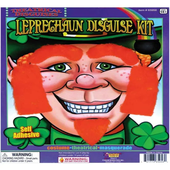Saint Patricks Day Orange Leprechaun Costume Disguise Kit Beard {1}