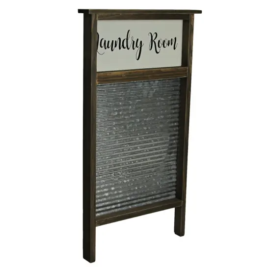 Wood and Metal Vintage Washboard Laundry Room Wall Hanging {3}