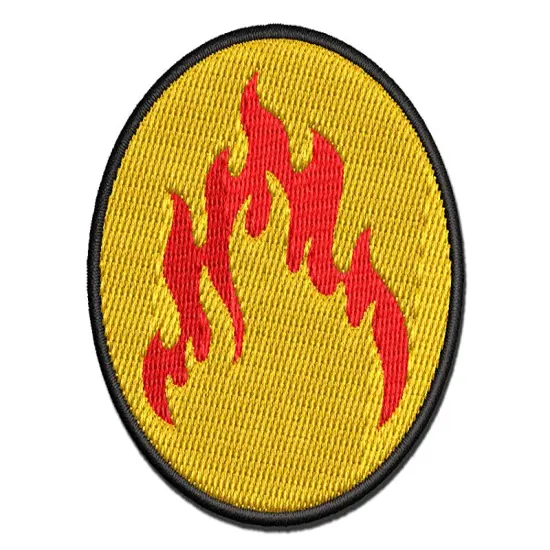 Fire Flame Burning Multi-Color Embroidered Iron-On or Hook & Loop Patch Applique {1}