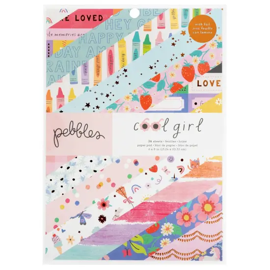 Pebbles Single-Sided Paper Pad 6"X8" 36/Pkg-Cool Girl, Gold Foil {1}