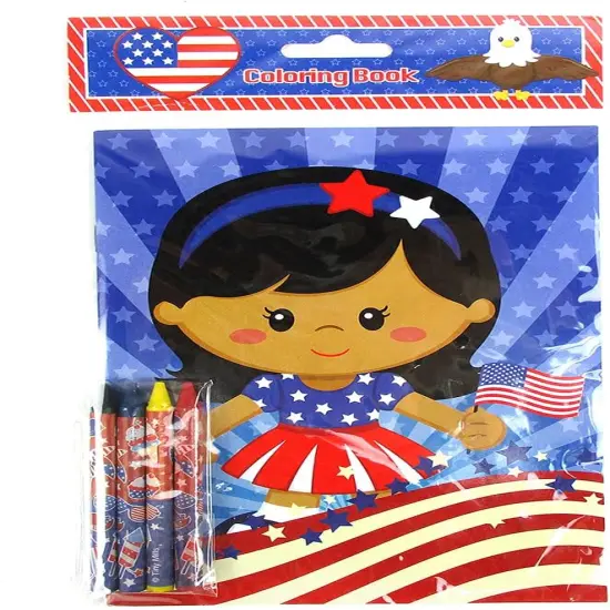 TINYMILLS Patriotic I Love USA Coloring Books Set with Crayons-Patriotic Party Favors with 12 Coloring Books and 48 Crayons, {6}