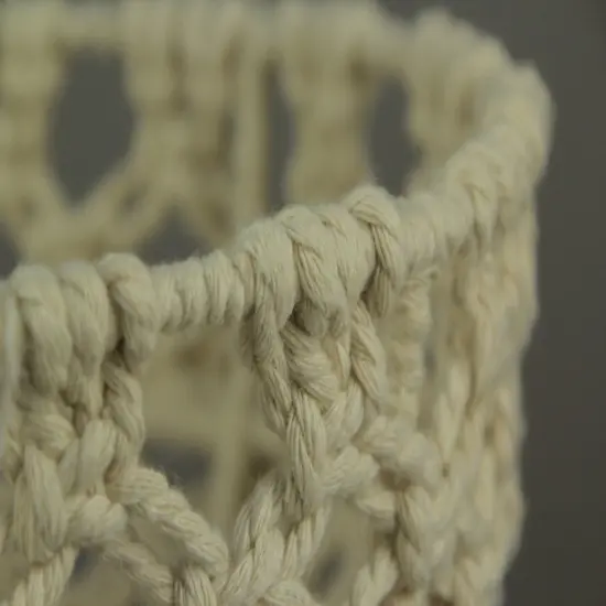 Off-White Handwoven Macrame Decorative Bowls Set of 2 {4}