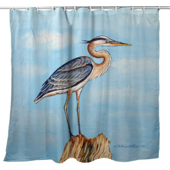 Betsy Drake Blue Heron on Stump Shower Curtain {1}