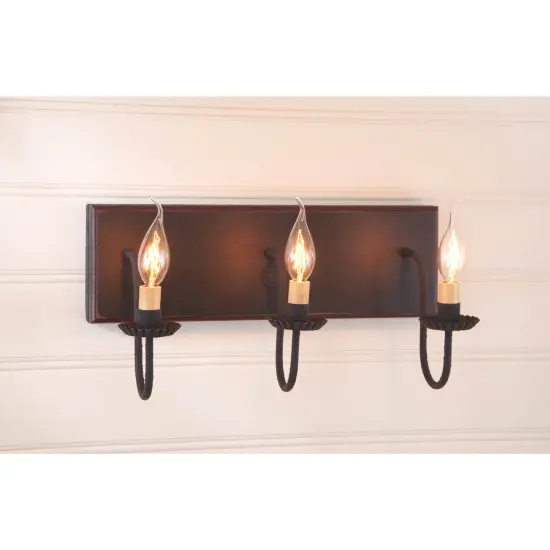 Three Arm Vanity Light in Sturbridge Black with Red {3}