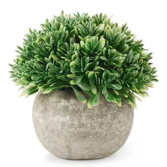 Artificial Plastic Potted Plant Mini Topiary Plants Desk Office Home Decor Green leaf {1}