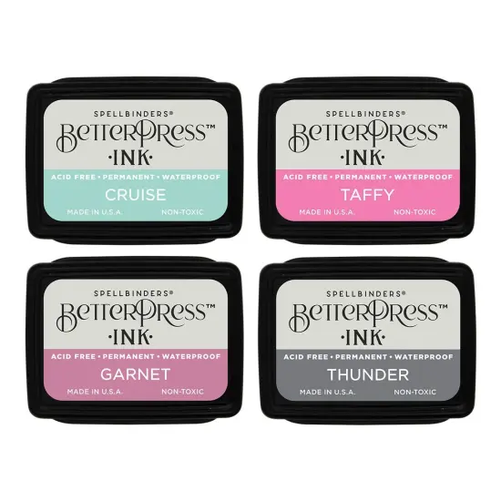Spellbinders BetterPress Letterpress Mini Ink Pad Set 4/Pkg-Jet Set {3}