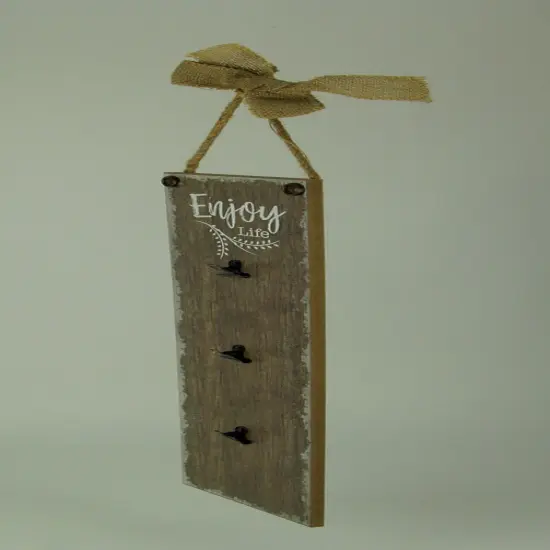 Rustic Wood Enjoy Life Vertical Hanging Memo Board with 3 Clips {3}