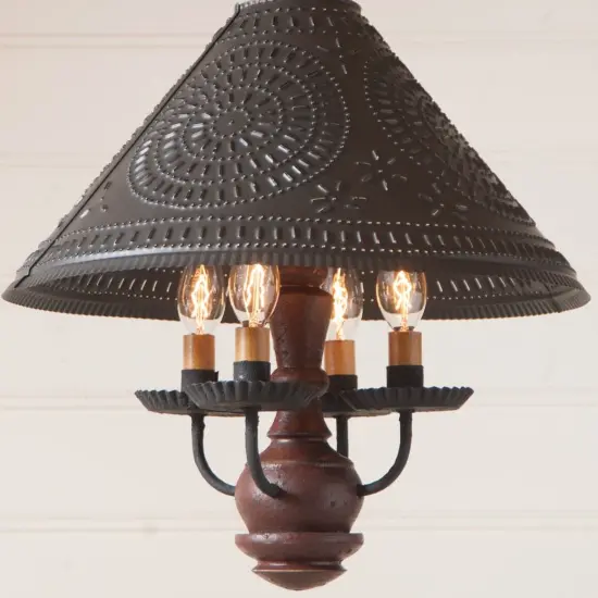 Wooden Homespun Shade Light in Plantation Red {4}