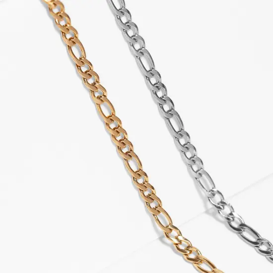 Stainless Steel Figaro Chain Necklace {7}