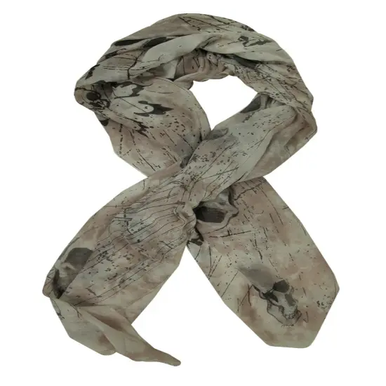 Pink Skull Print Sheer Lightweight Fashion Scarf {1}