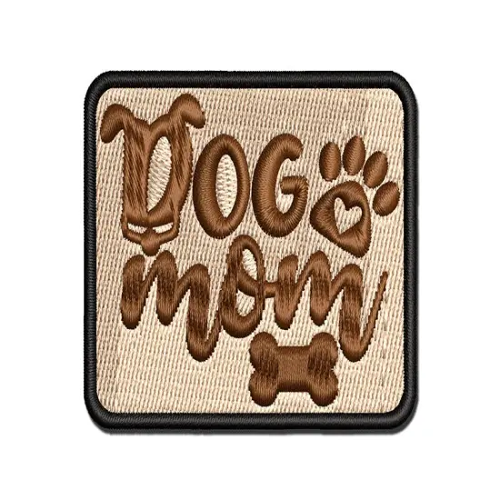 Dog Mom Paw Print Multi-Color Embroidered Iron-On or Hook & Loop Patch Applique {1}