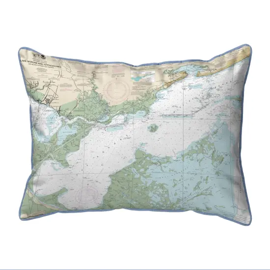 Lake Borgne Map Pillow 16x20 &ndash; Large Corded Indoor/Outdoor {1}