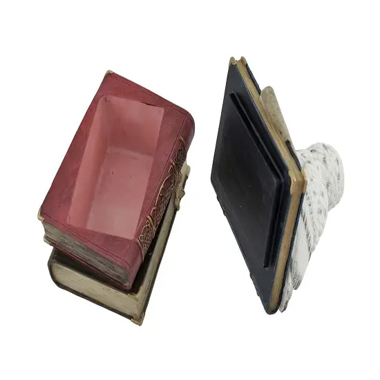 Wise Snow Owl Resting on Scholar`s Books Trinket Box {5}