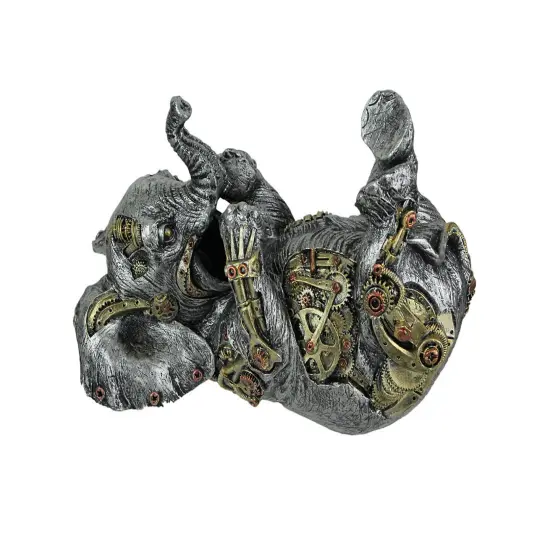 Metallic Steampunk Elephant Decorative Single Bottle Tabletop Wine Holder Stand {1}