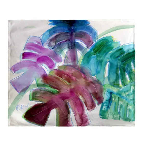 Betsy Drake Monstera Leaves Throw Multicolor {1}