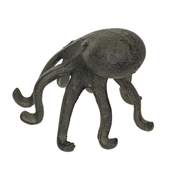 Rustic Brown Cast Iron Octopus Single Bookend / Phone Holder {4}