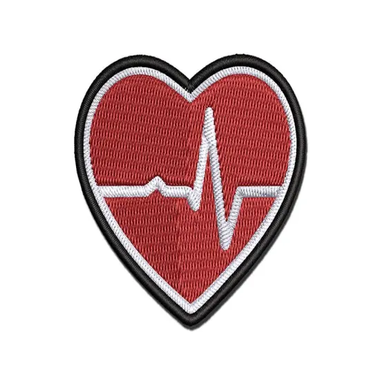 EKG Pulse Heart Beat Multi-Color Embroidered Iron-On or Hook & Loop Patch Applique {1}