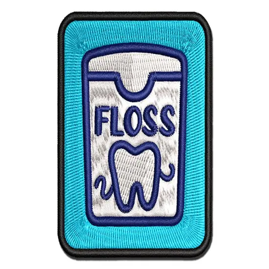 Dental Floss Tooth Dentist Multi-Color Embroidered Iron-On or Hook & Loop Patch Applique {1}