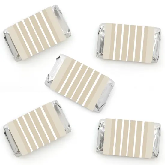 Big Dot of Happiness Tan Stripes - Mini Candy Bar Wrapper Stickers - Simple Party Small Favors - 40 Count {1}