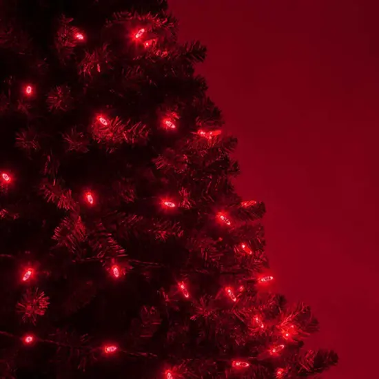 70 Red M5 LED Lights, Green Wire, 4" Spacing {6}