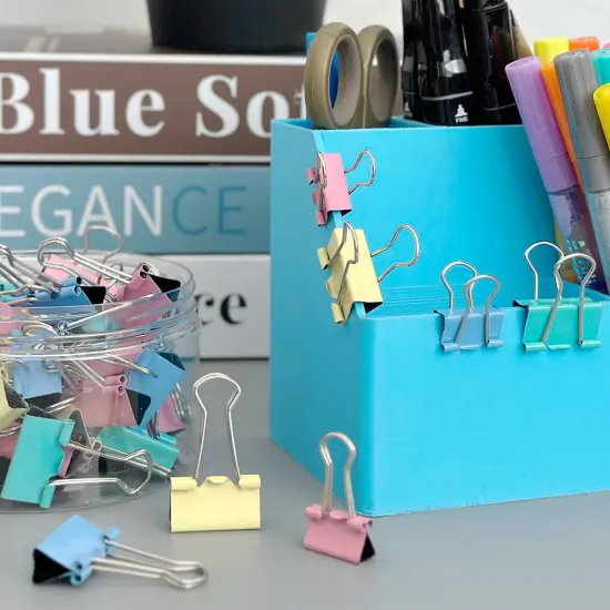 Wrapables Multicolor Binder Clips for Office, Paper Clamps, Paper Clips Small {12}