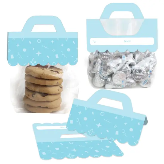 Big Dot of Happiness Blue Confetti Stars - DIY Simple Party Clear Goodie Favor Bag Labels - Candy Bags with Toppers - Set of 24 {1}