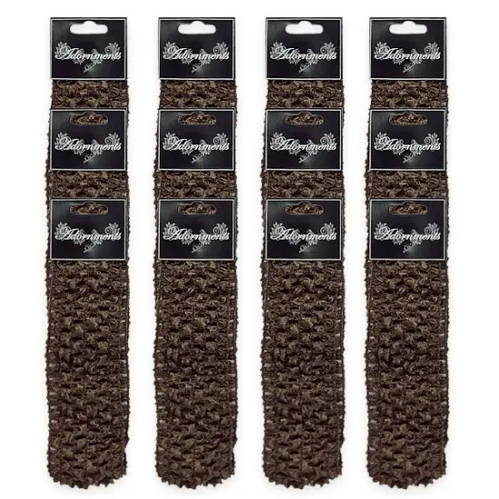 Pack of 12 Crochet Stretch Headbands Chocolate {1}