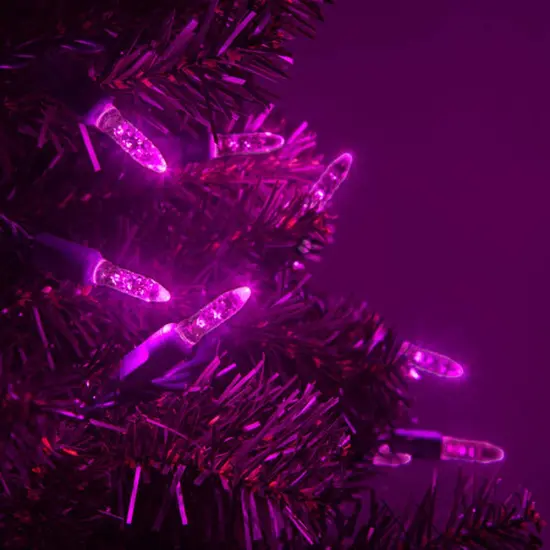 70 Pink M5 LED Lights, Green Wire, 4" Spacing {6}