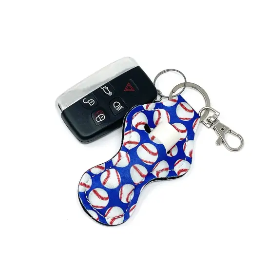 Wrapables 10 Pack Chapstick Holder Keychain with 10 Pieces Metal Clasps Play Ball {3}