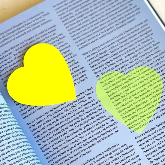 Wrapables Transparent Sticky Notes, Waterproof Self-Adhesive Memos for Home, School, Office (Set of 5) Hearts {5}