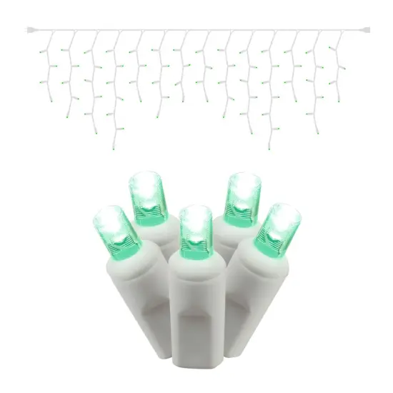 Vickerman 70Lt LED Green/Ww Wide Angle Icicle EC 9 ft. {1}