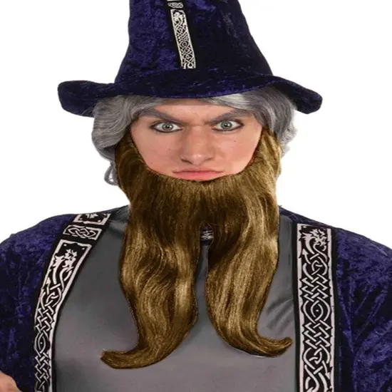 Long Brown Forked Wizard Costume Beard Kit {1}