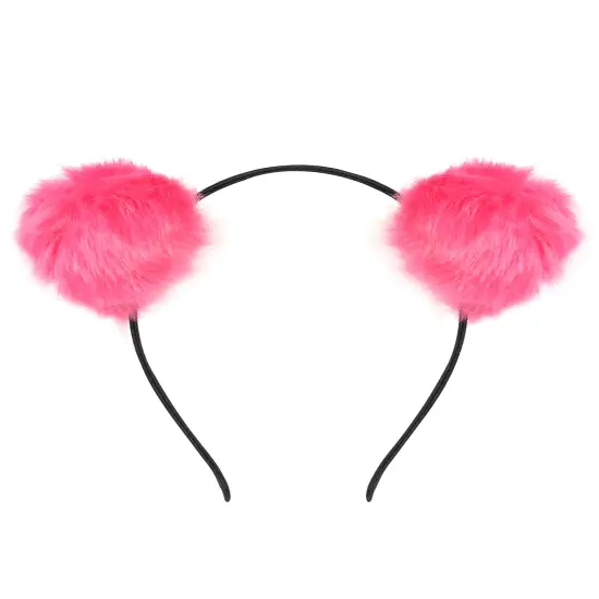 Wrapables Cosplay Costume Headband, Party Headwear for Women, Pink Pom Poms {1}