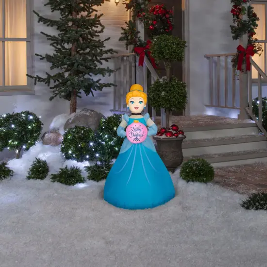 3.5' Gemmy Airblown Disney's Christmas Cinderella w/ Ornament Yard Decoration 881822 {2}