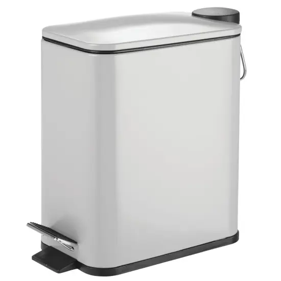 mDesign Slim Metal 1.3 Gallon Step Trash Can with Lid/Liner Bucket {1}