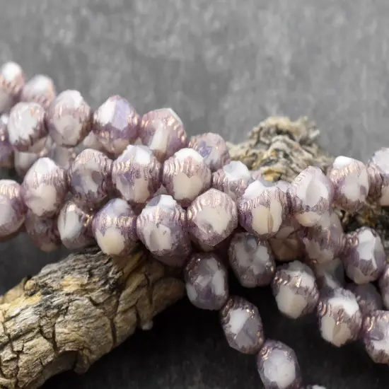 *15* 8x10mm Bronze Washed Alabaster Opal Faceted Bicone Beads {1}