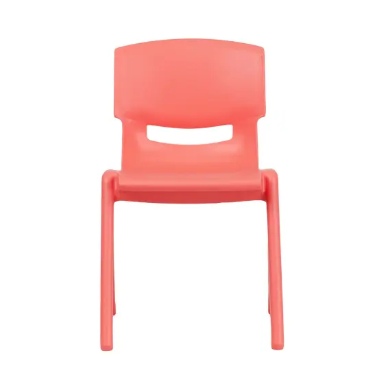 Emma and Oliver 4 Pack Plastic Stackable K-2 School Chair with 13.25"H Seat Green {11}