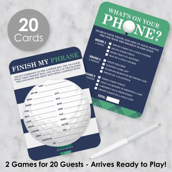 Big Dot of Happiness Par-Tee Time - Golf - 2-in-1 Birthday or Retirement Party Cards - Activity Duo Games - Set of 20 {3}